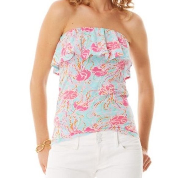 Lilly Pulitzer Wiley Ruffle Tube Top in Jellies Be Jammin - Picture 1 of 3